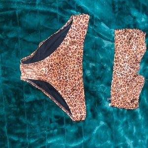 cheeta print 2 piece bathing suit